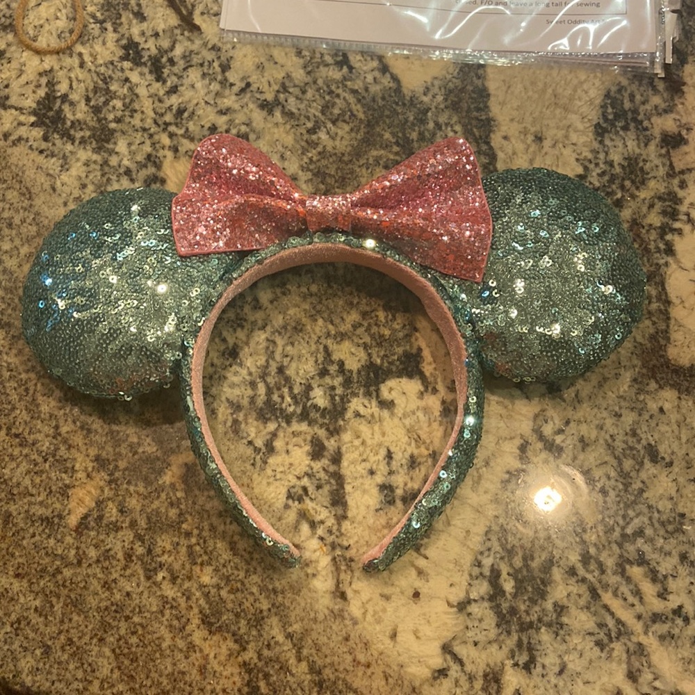 Teal and pink Minnie Ears
